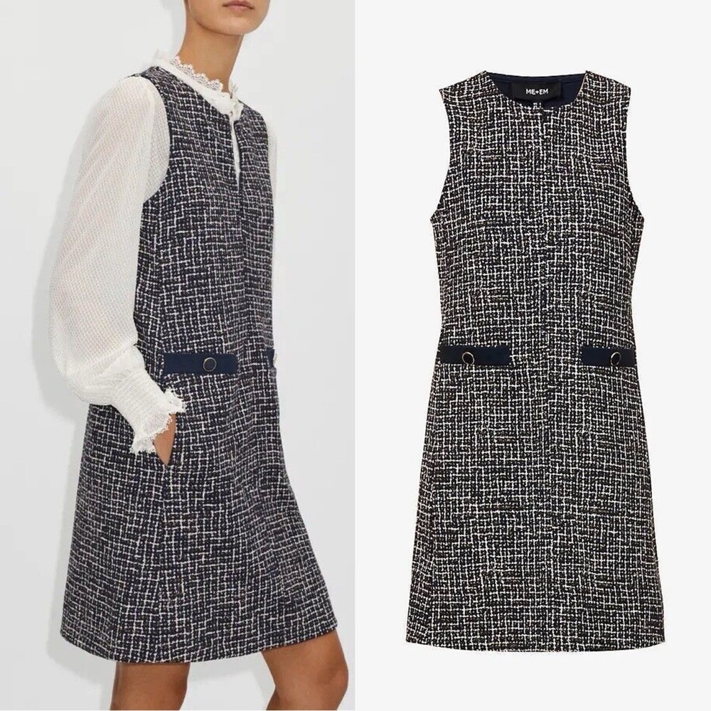 Me+Em Ponte Jacquard Shift Tweed Midi Dress
